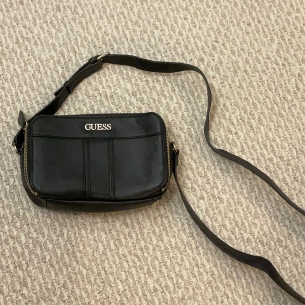 Guess Sleek Black Crossbody Bag